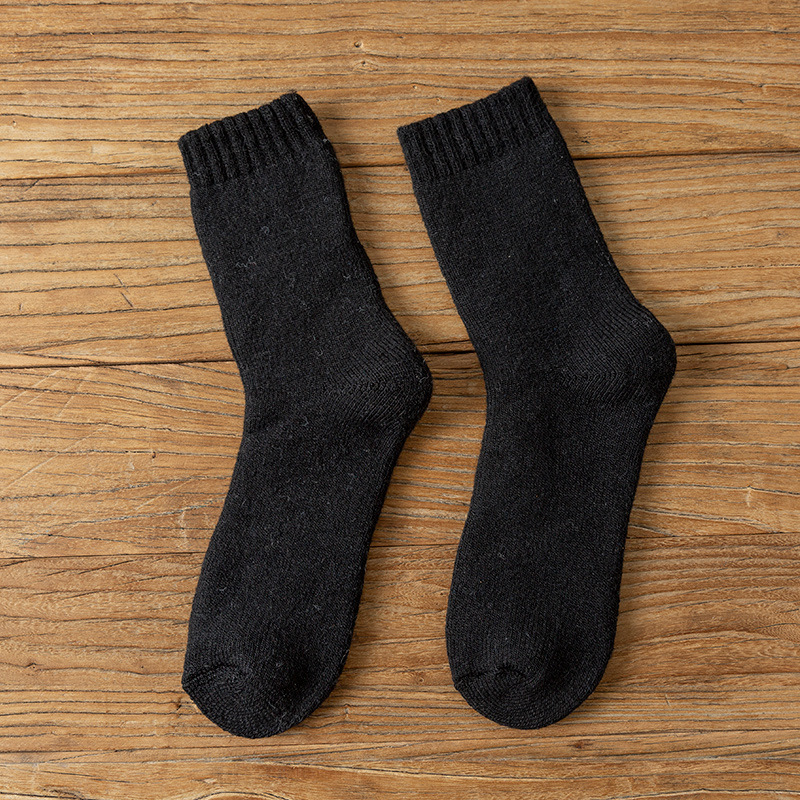 秋冬の純色の大きい厚さのウールの靴下の男女の中筒の靴下の厚い保温の毛の靴下のストッキングのタオルの靴下の卸売り