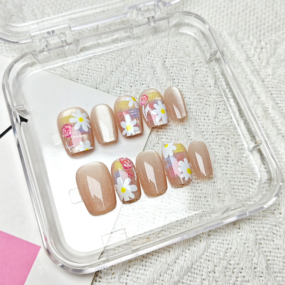 Piezas de arte floral en relieve para decoración de uñas, juego de 10 piezas con pegatinas de ojo de gato, uñas postizas de alta gama hechas a mano.
