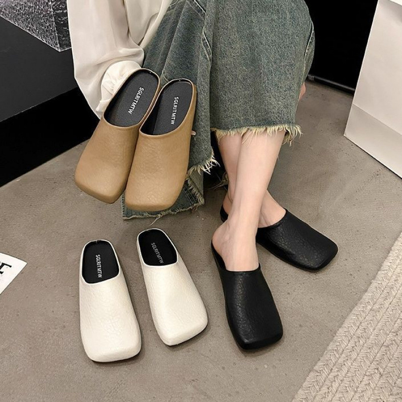 Fashionable universal comfortable women's slippers flat square toe
