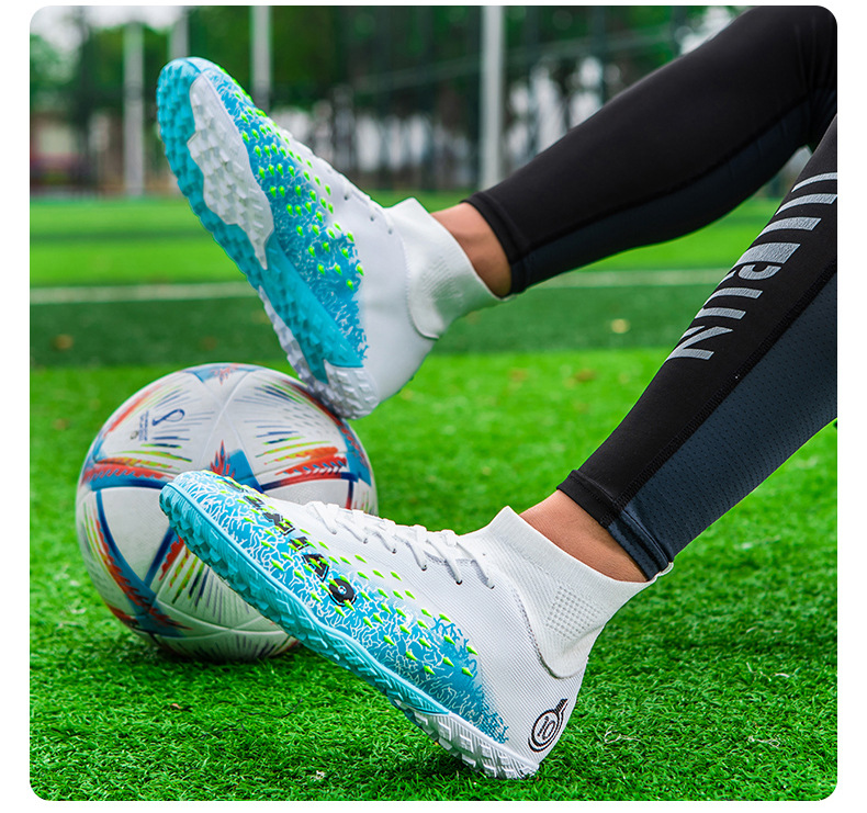 Botas de fútbol AG Long para hombre, para estudiantes, adultos, para exteriores, césped, competición, entrenamiento, con clavos rotos_voghion.com