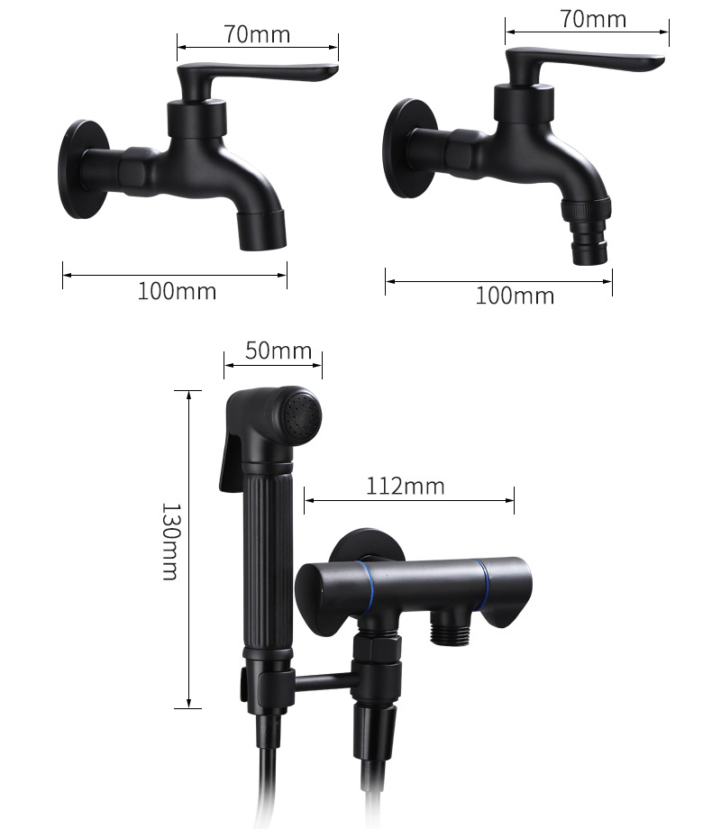Black mop, sink faucet, washing machine faucet, fully automatic wholesale, all-copper extended faucet, 4-minute quick-opening Specification drawing