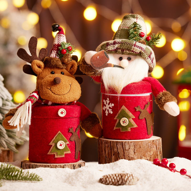 Navidad transfronteriza lata de regalo de alta calidad Papá Noel muñeco de nieve lata de dulces Nochebuena caja de manzana caja de dulces de Navidad