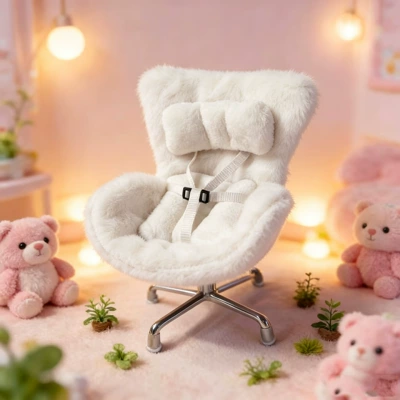 Cross-Border Applicable Doll Pendant, Cute Plush Car Safety Seat, Car Air Vent Decoration, Car Interior Decoration (Car ornaments) - white-headrest-plush-chair-with-legs