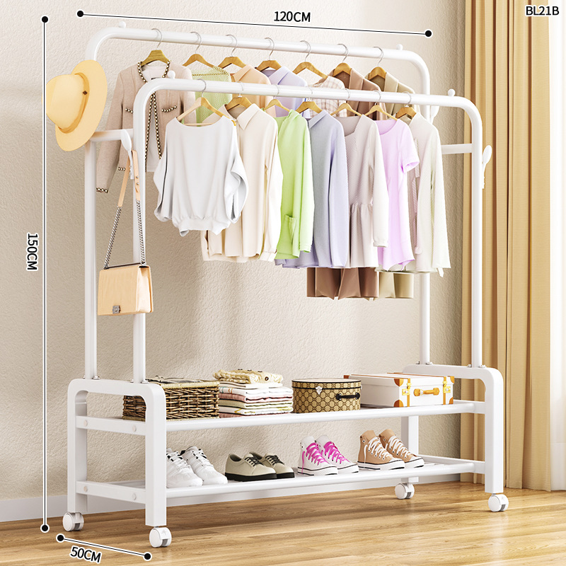 Tendedero de Ropa Plegable Móvil para Balcón y Dormitorio - Perchero de Pie para Hogar