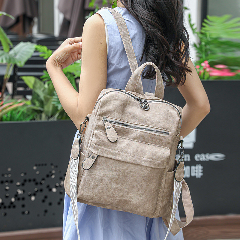 Mochila de un solo hombro de doble uso para mujer 2024 nuevas señoras retro mochila de gran capacidad mochila de viaje de viaje ligero marea