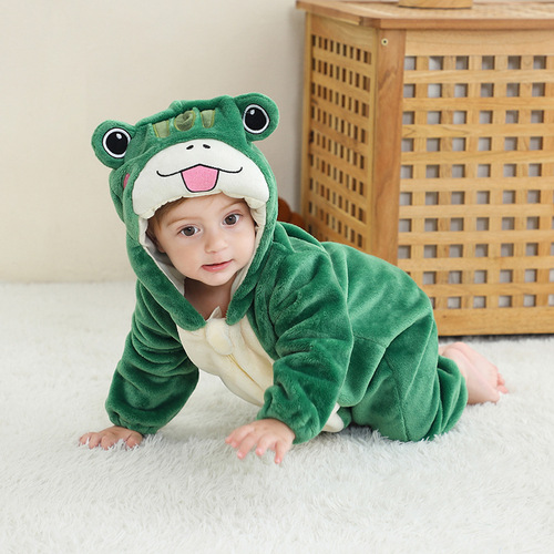 Michley Cartoon One-piece Pajamas for Children Autumn/Winter Animal Homecoming Clothes Cross-border Children Flannel Climbing Suit