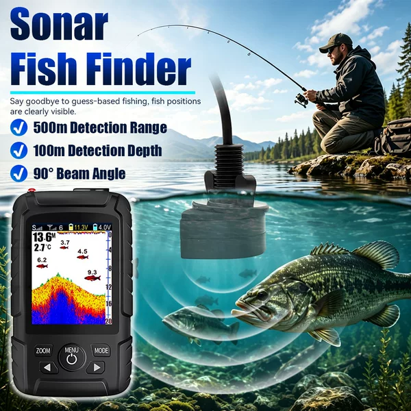 Smart bait boat with sonar fish finder, outdoor fishing 500m fish finder, color screen underwater detector, wholesale for export