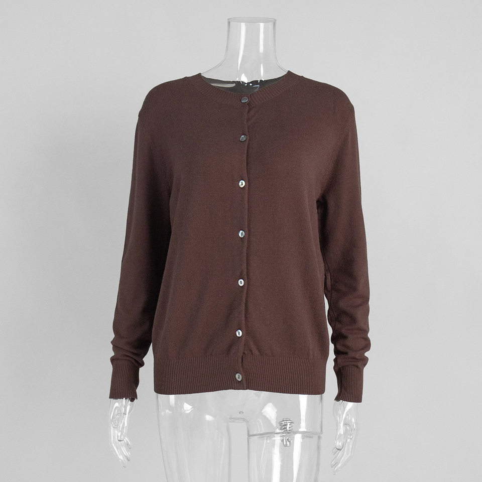 Bộ áo len dệt kim nữ cổ cao không tay kèm áo cardigan dáng suông — Áo vest màu nâu, Áo vest màu xám đậm, áo vest màu vàng, áo vest màu xanh chi tiết 22