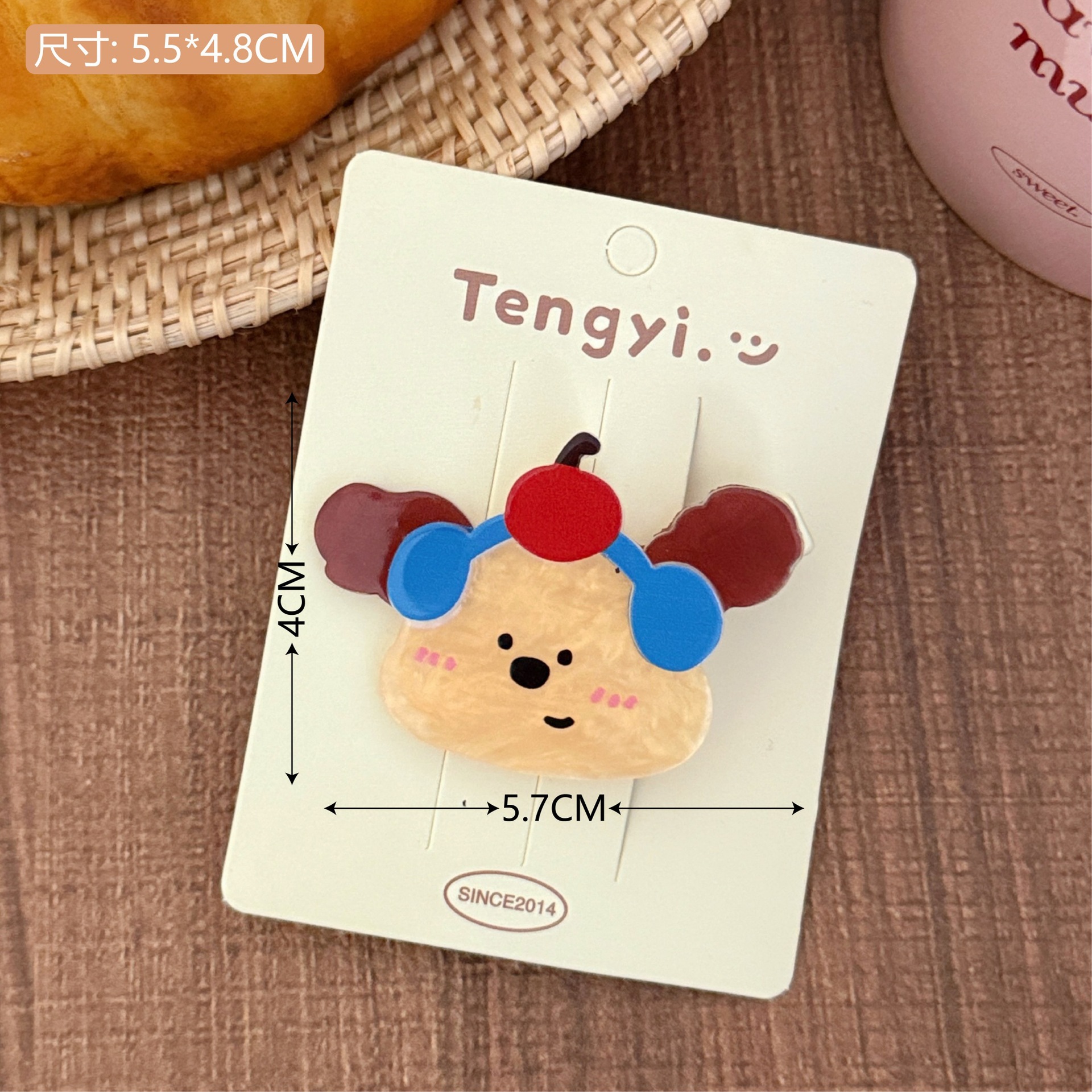 Diversión de dibujos animados oso acrílico clip de pelo dulce chica clip de boca de pato alto valor facial universal clip de pelo para niños adornos de cabello para mujeres