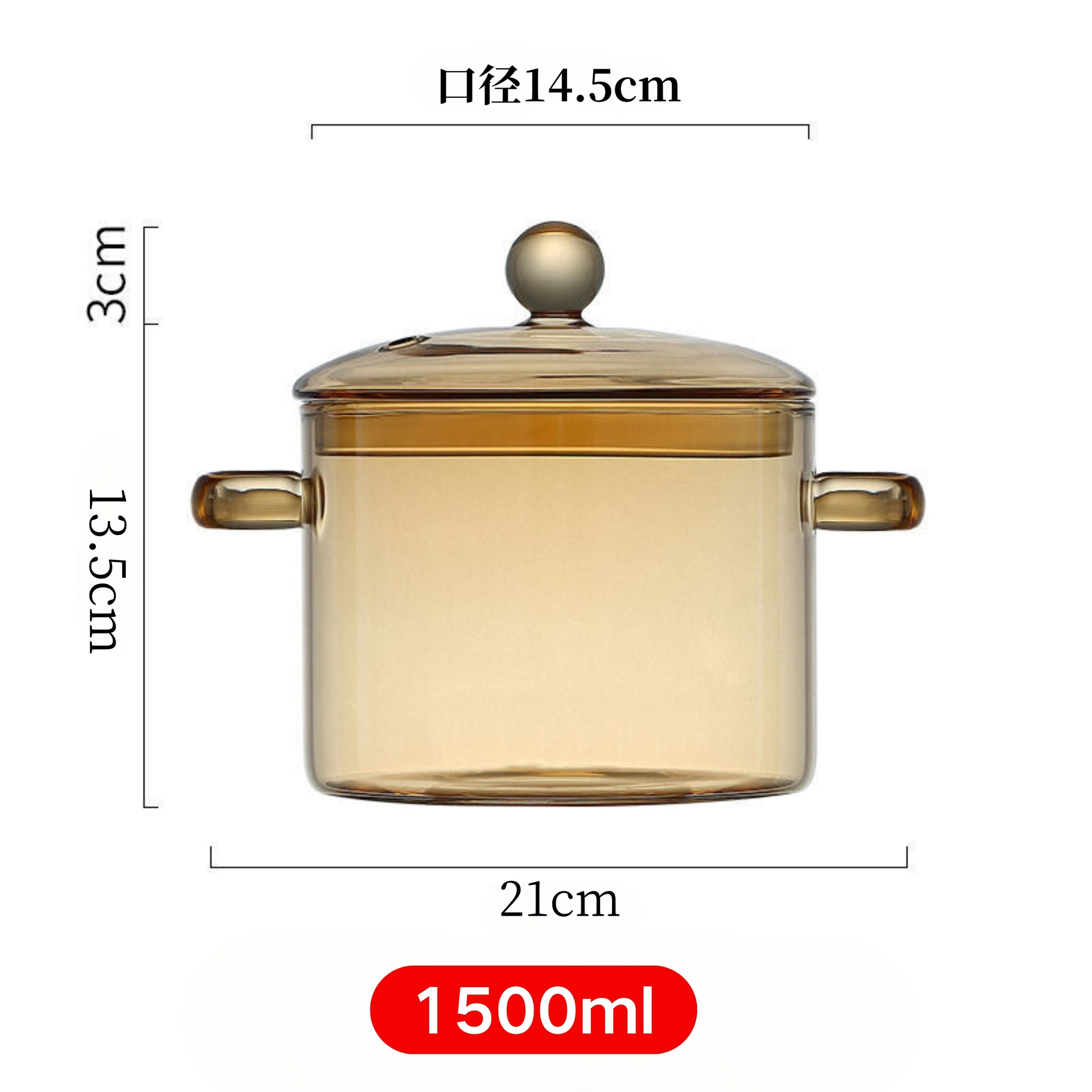 Olla de vidrio en nombre de la olla de salud con alto contenido de boro, vidrio grueso resistente al calor, olla de sopa guisada con tapa, café, olla de vino caliente