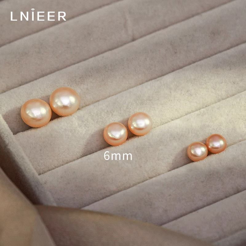 오렌지핑크 6mm 천연진주 귀걸이 [999 순은]