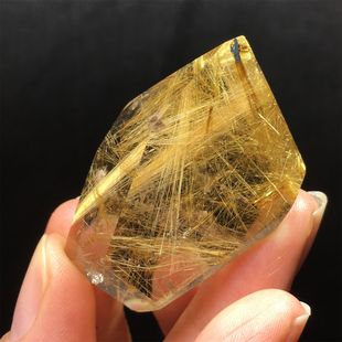 Natural Crystal Blonde Crystal Gold Titanium Crystal Conformable Ornaments Boutique Raw Stone Polished Polyhedron Conformable Ornaments