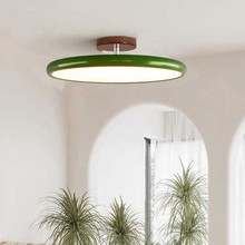 全光谱奶油风吸顶灯卧室中古侘寂风复古圆形家用主卧房间护眼灯具