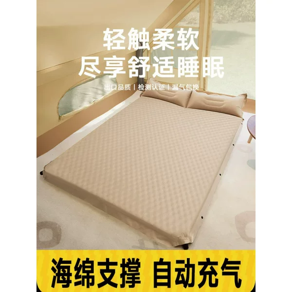 Inflatable mattress for tent use, portable outdoor camping sleeping pad, foldable double sleeping mat for summer