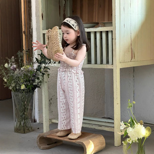 Aixi summer new girls baby girls Korean version of the floral strap suspenders jumpsuit 1530