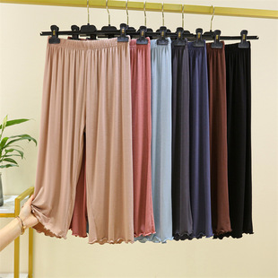 Modal Flying Edge Capri Pants Women's Summer Thin Pajama Pants Slim-fit Large Size Home Pants High Waist Leggings