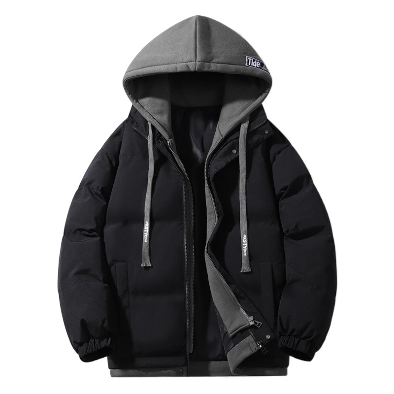 Abrigo de Invierno de Algodón de Dos Piezas para Hombre, Chaqueta de Algodón Holgada para Parejas, Chaqueta de Algodón Gruesa con Capucha de Color Sólido, Ropa Exterior de Algodón, Chaqueta Acolchada.