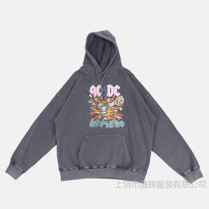 [Broken Code Clearance] ACDC Rock Hooded Sweatshirt New Coil Retro Loose Band Peripheral Printing