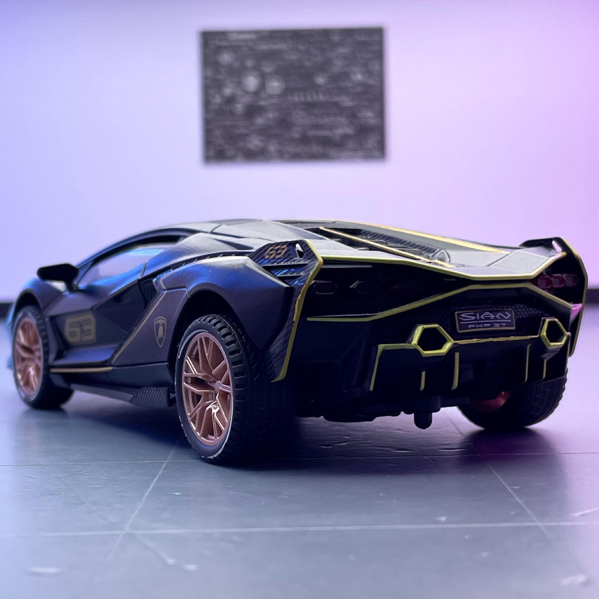 Modelo de coche de aleación de Mamba negro 1:32 Lanbo relámpago coche deportivo Tire hacia atrás sonido y luz juguete coche música modelo decoración colección