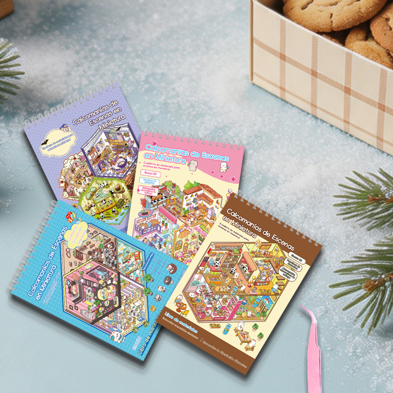 Cross-border Spanish sticker book with pre-cut scene stickers for stress relief and journaling, collection of scenery stickers