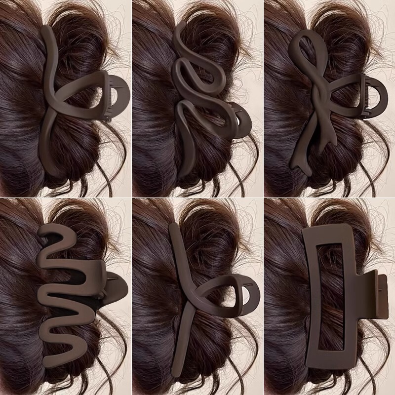 Maillard brown Scrub Grab Clip Women's High-end Sense Disc Hair Clip Back Head Large Hair Volume Shark Clip Headwear