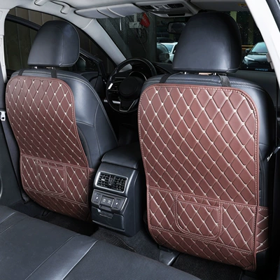 anti-kick protector, Chair back anti-kick pad - brown-with-white-lines-full-coverage-single-piece
