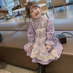 Girls Floral Bell Sleeve Floral Dress and Lace Apron 24 Autumn Clothes New Foreign Trade Children's Clothing Dropshipping