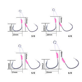 凯特新款铁板对钩海钓路亚双钩深海船钓鱼钩2对/包无缝单圈批发
