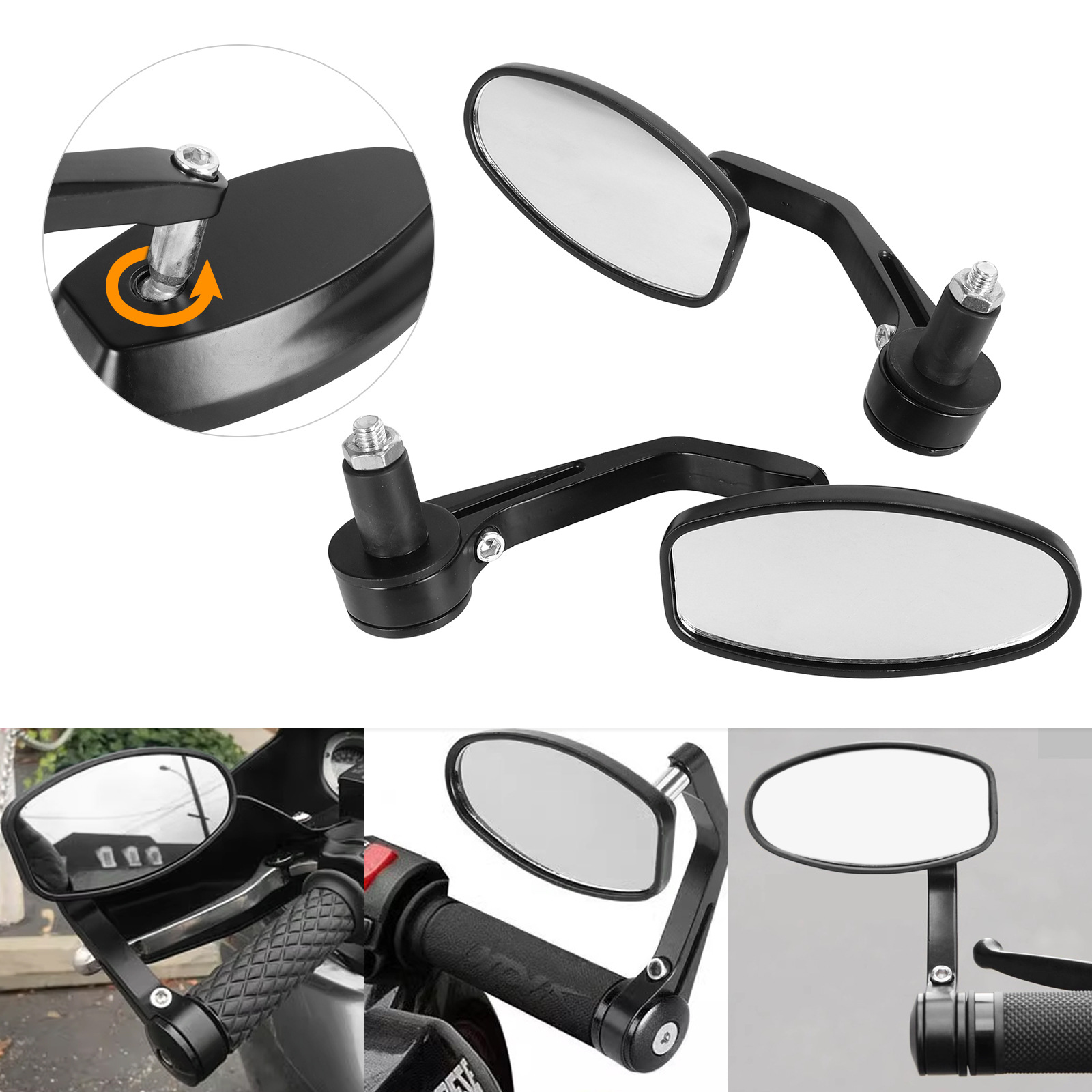 Motorcycle electric car rearview mirror handlebar folding mirror handle cover plug reflector rearview mirror rotatable blue mirror