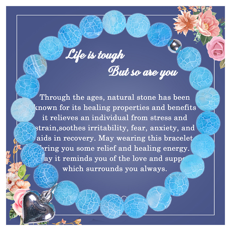 Fashion Heart Shape natural stone Agate Beaded Bracelets 1 Piece