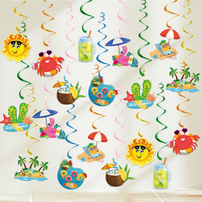 Transfronterizo nuevo Hawaiian fiesta decoración espiral etiqueta verano fiesta colgante decoración espiral colgante ornamento colgante adorno colgante ornamento