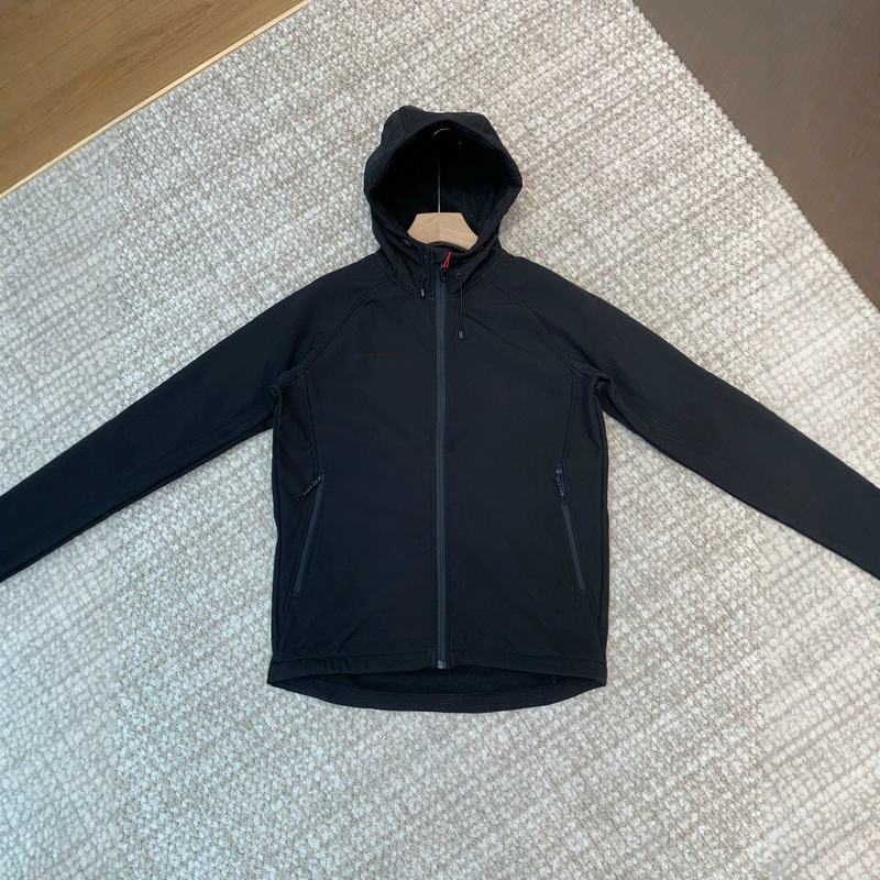 [091402] Spring/Autumn Outdoor Men's Hooded Water-Resistant Softshell Jacket with Embroidered Logo