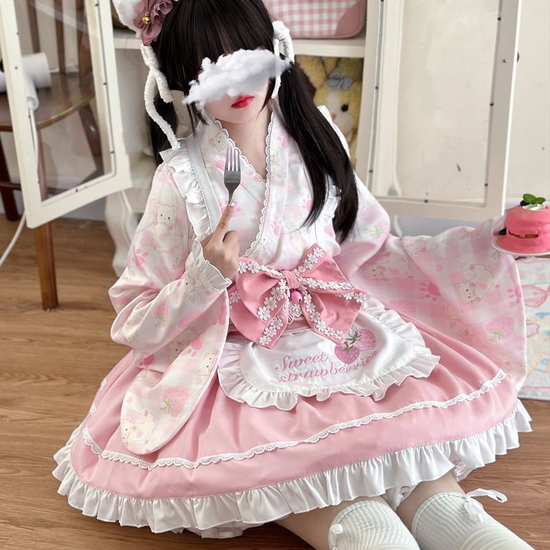 ロリータドレス かわいい和風メイドドレス 春服|undefined