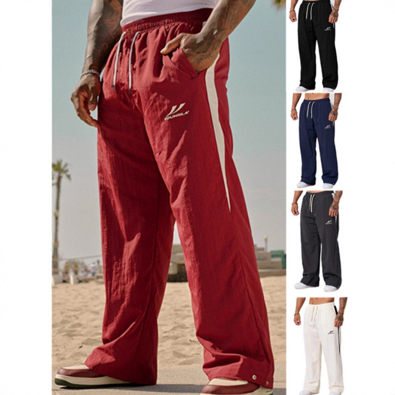 American Youngla Jogging Sports Fitness Men's Sports Pants Loose Casual Wide-Leg Trendyy Splicing Pants