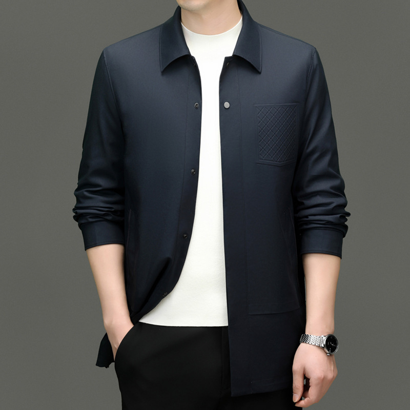 Men's autumn fashionable solid color casual trench coat
