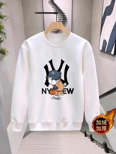 European Station Autumn/Winter New Arrival Trend Brand Crew Neck Fleece Print Hoodie, Versatile Casual Youth and Men