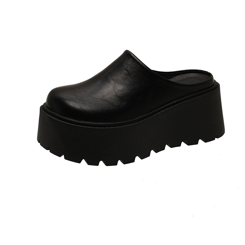Slippers platform, universal high footwear, genuine leather, 2025 years, trend of season, for teenagers