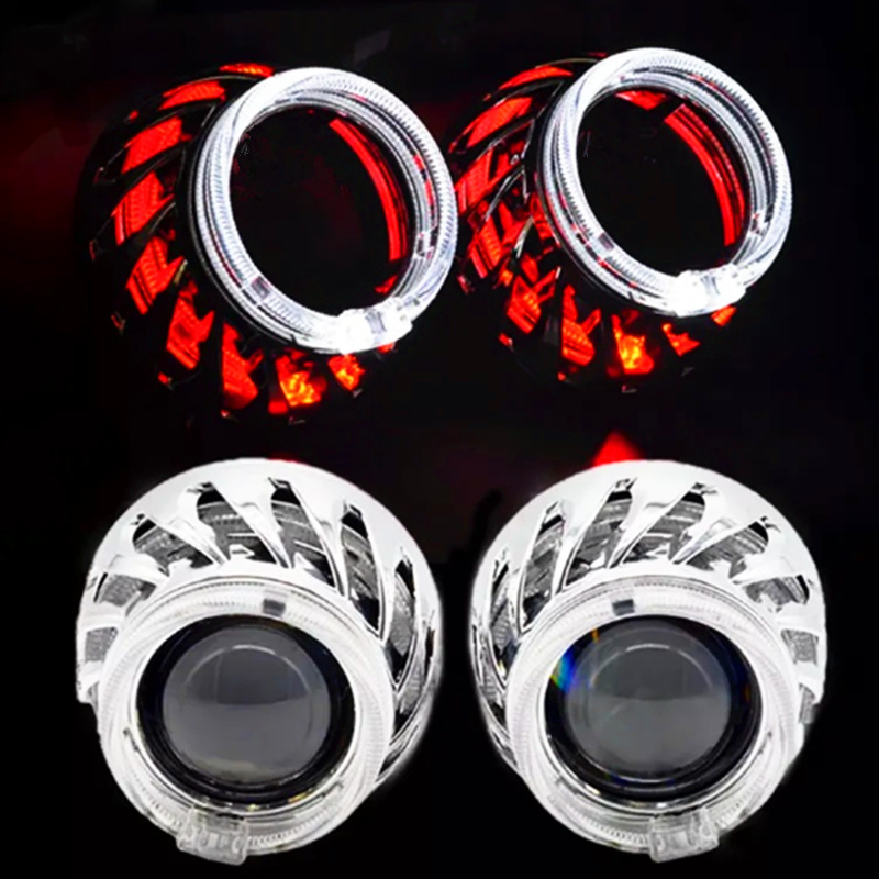 Nuevo ojo de ángel doble de 2,5 pulgadas Hot Wheel Funda de una pieza Ojo del diablo redondo HID Lente bifocal Universal