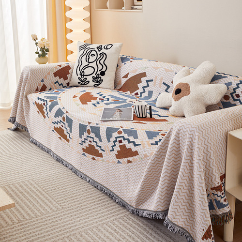 Bohemian style sofa cover cloth, universal for all seasons, dust-proof and cat-scratch proof, abstract sofa cover, sofa cushion cover blanket