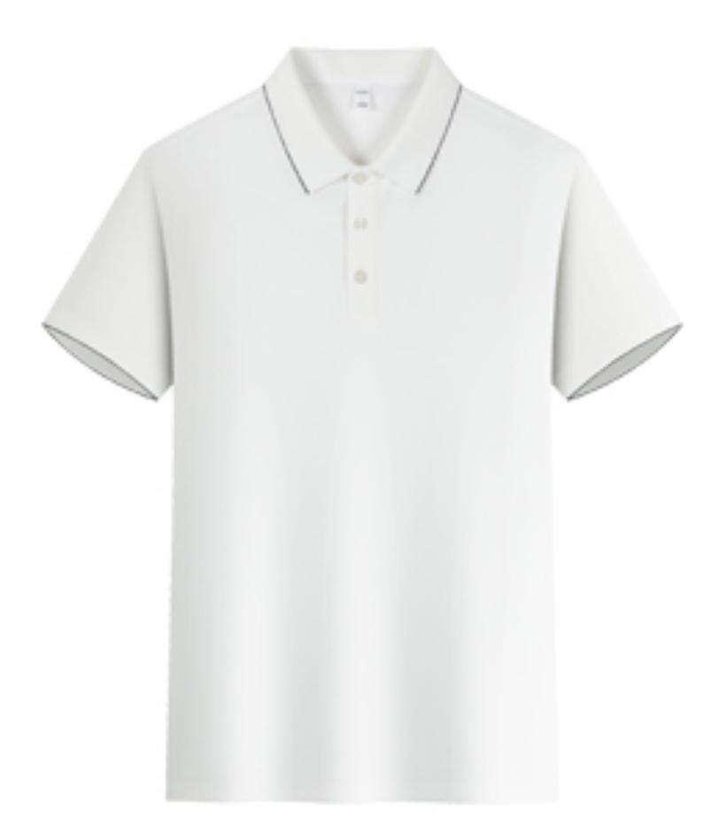 Calidad Verano frío, transpirable, ligero, lujo, fragancia fresca, poliéster, amoníaco, solapa de color sólido, camisa POLO en vivo, camiseta de manga corta