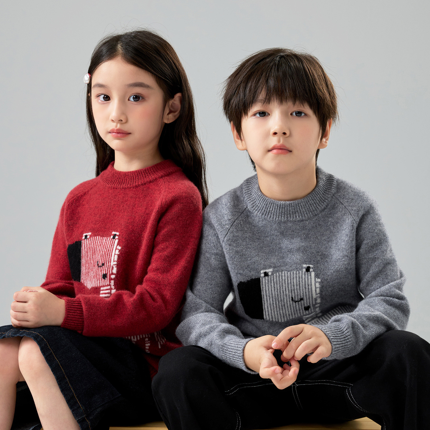 High-Quality Kidsren's 100% Pure Wool Knitwear Zebra Jacquard Pullover Bottoming Knitwear Cashmere Thermal Clothing for Boys and Girls