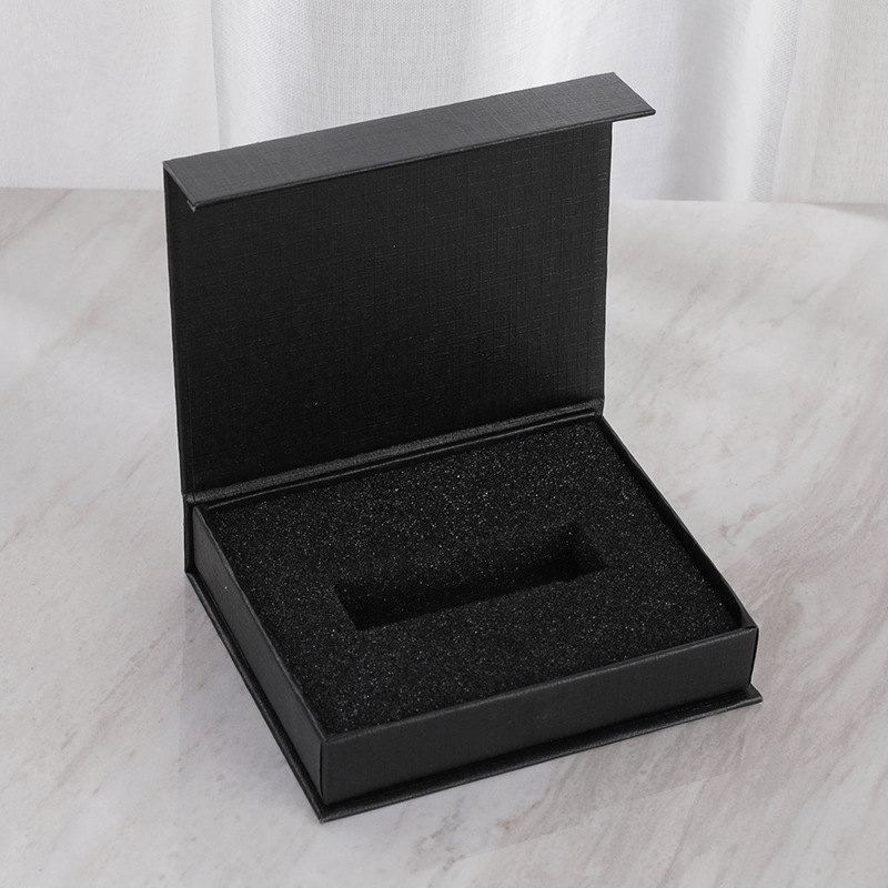 书形礼品盒黑盒加海绵U盘小饰品现货小磁铁盒翻盖盒创意礼盒