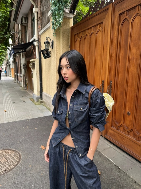 南油女装批发RA新品 可收腰落肩廓形原牛衬衫美式工装复古上衣|undefined