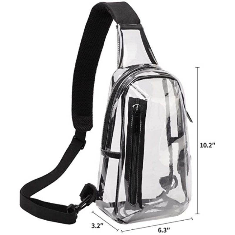 Inventario transfronterizo al por mayor de gran capacidad transparente bolsa de pecho de carga USB transparente para mujeres y hombres bolso de hombro casual