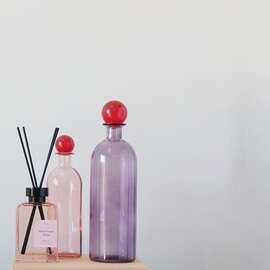 北欧彩色玻璃花瓶简约透明小口一枝花摆件水培客厅摆件