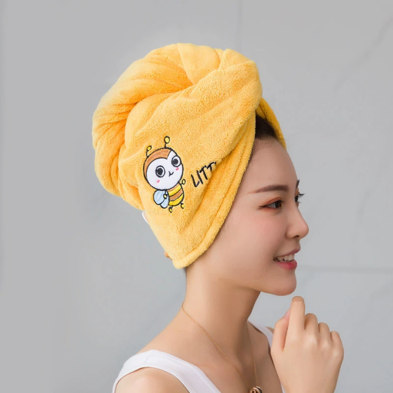 Обычная вышивка сухие волосы шапочка мультфильм вышитые коралловый флис шапочка для душа треугольник Шампунь крышка поддержка трансграничные может быть поколение волос