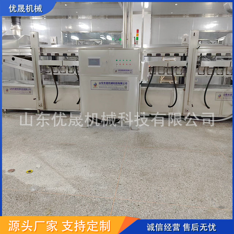 鸡脖全自动油炸流水线 肉片连续式油炸机 隧道式鸭脖鸭翅油炸设备