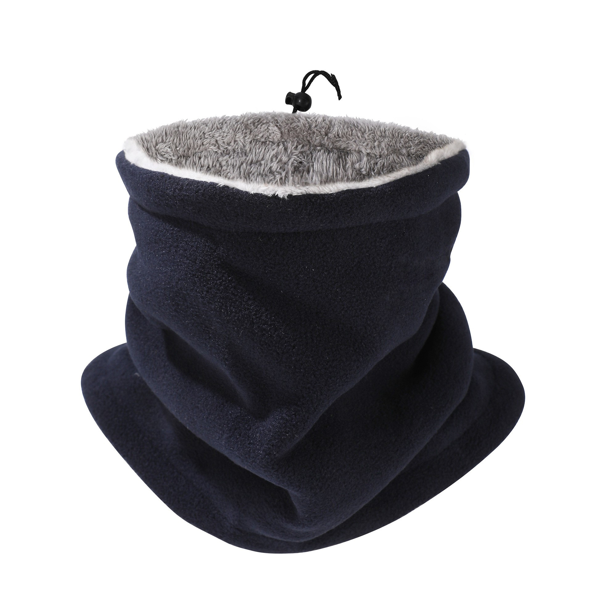 Invierno de terciopelo de calentamiento de la mujer bordado simple cuerda de tracción ajustable máscara fría y gruesa manga de cuello para hombres