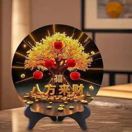 立体感图片壁画紧致圆盘摆台新中式客厅书房创意装饰桌面摆件