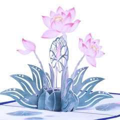 Manufacturer supplies 3D stereoscopic color printed lotus flower greeting cards with cut-out paper sculpture, birthday thank you cards, festival blessings